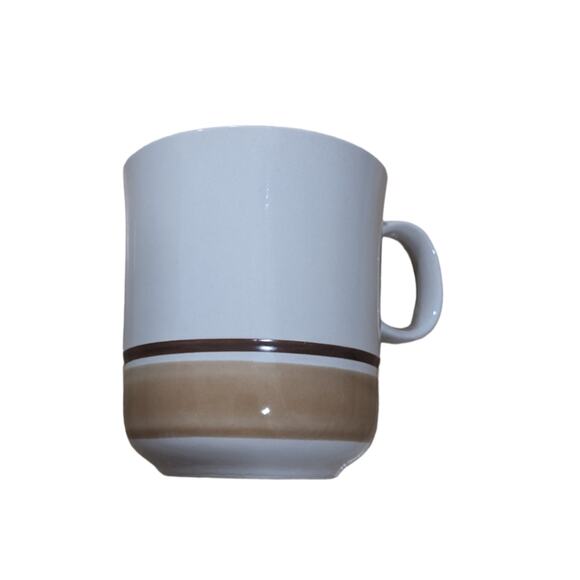 Water Colors Horizon by Hearthside Japan brown striped cream mug - Picture 1 of 4